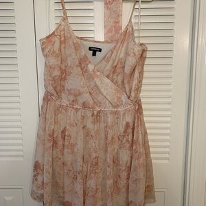 Express Light Coral Floral V-Neck Dress